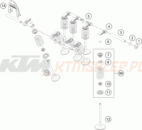Schemat "zawory / rozrząd" do KTM 990 DUKE R