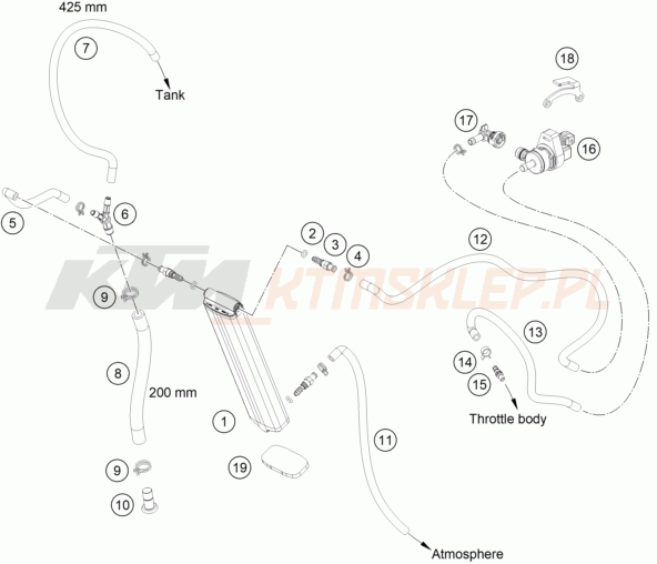 Schemat "EVAPORATIVE CANISTER" do KTM 150 EXC