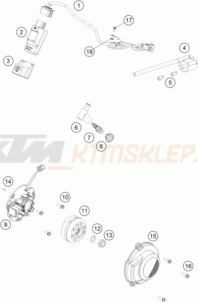 Schemat "układ zapłonowy" do KTM 65 SX