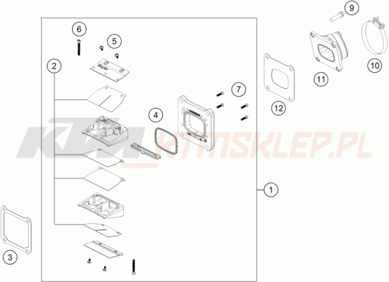 Schemat "REED VALVE CASE" do KTM 125 SX