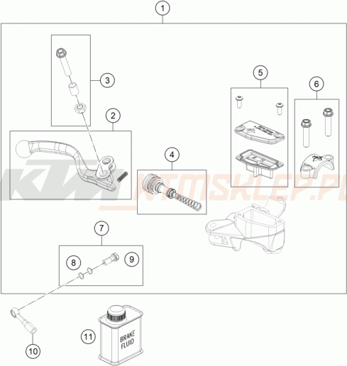 Schemat "przedni hamulec" do KTM SX-E 5