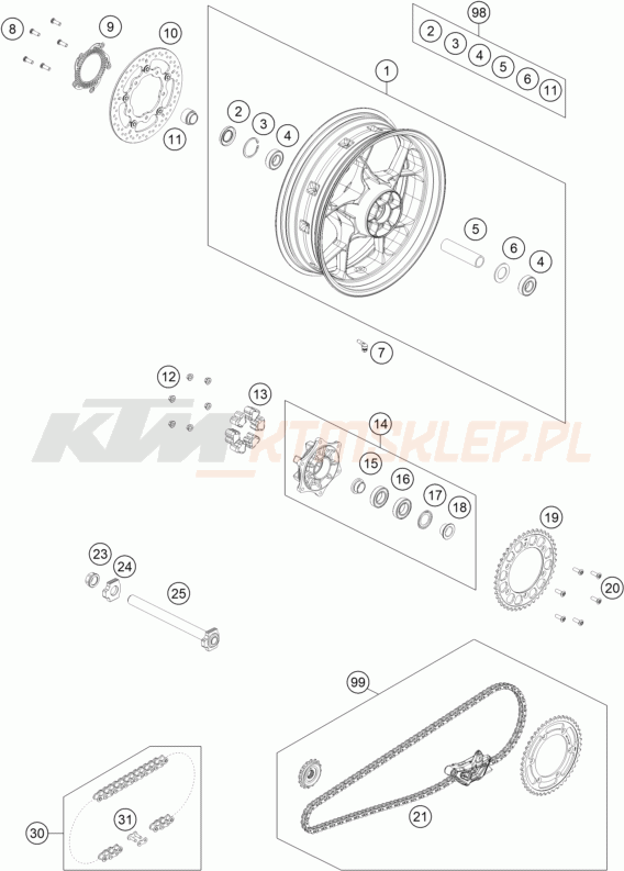 Schemat "koło tył" do KTM 890 SMT