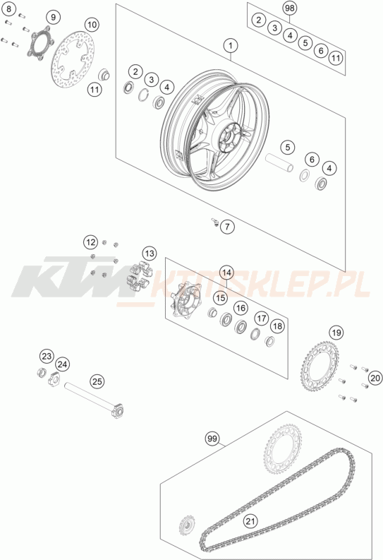 Schemat "koło tył" do KTM 990 DUKE R