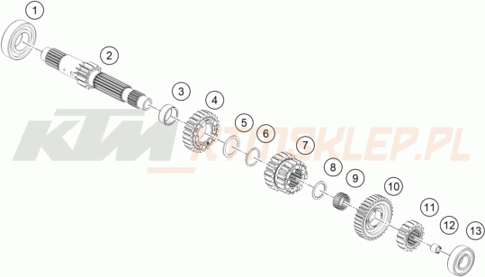 Schemat "TRANSMISSION I - MAIN SHAFT" do KTM 1390 SUPER ADVENTURE R