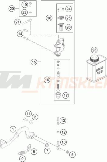 Schemat "tył hamulec - pompa" do KTM SX-E 5
