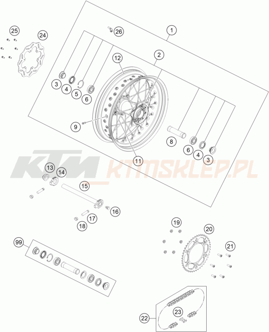 Schemat "koło tył" do KTM 450 SMR