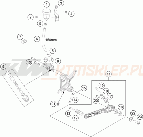 Schemat "tył hamulec - pompa" do KTM 990 DUKE R
