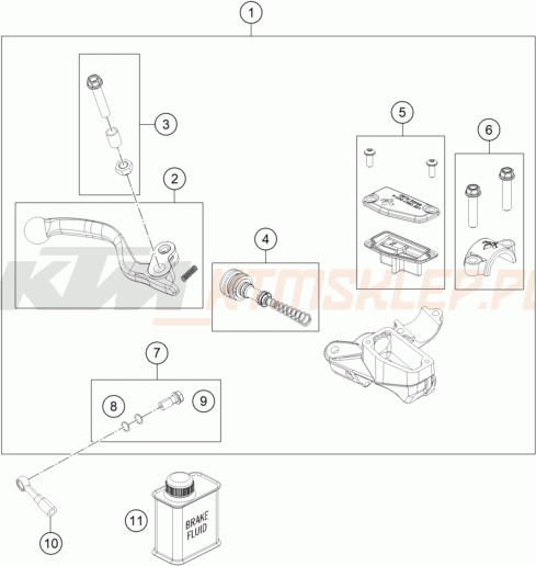 Schemat "przedni hamulec" do KTM 65 SX