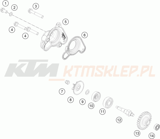 Schemat "pompa wody" do KTM 50 SX