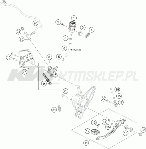 Schemat "tył hamulec - pompa" do KTM 890 ADVENTURE R