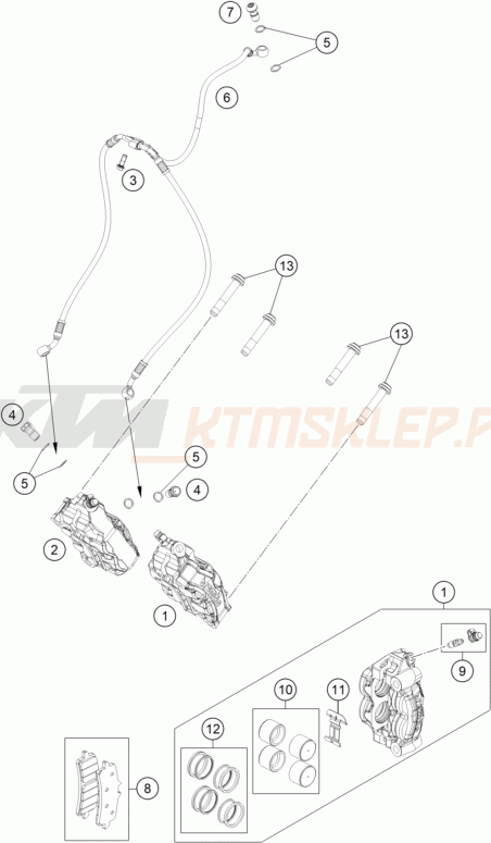 Schemat "zacisk hamulcowy + tarcza przód" do KTM 990 DUKE R