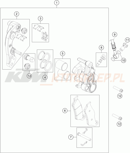 Schemat "zacisk hamulcowy + tarcza przód" do KTM FREERIDE E 660W
