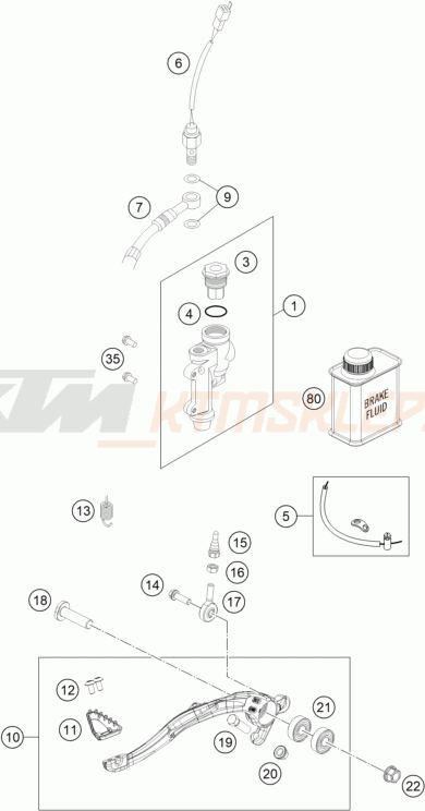 Schemat "tył hamulec - pompa" do KTM 500 EXC-F SIX DAYS