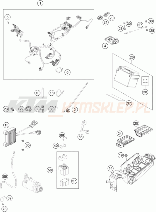 Schemat "wiązka elektryczna" do KTM 150 XC-W