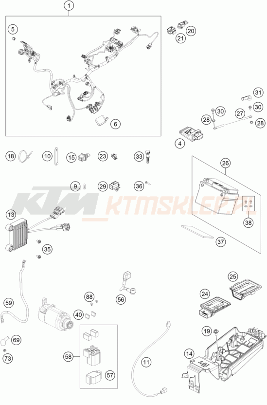 Schemat "wiązka elektryczna" do KTM 125 XC-W