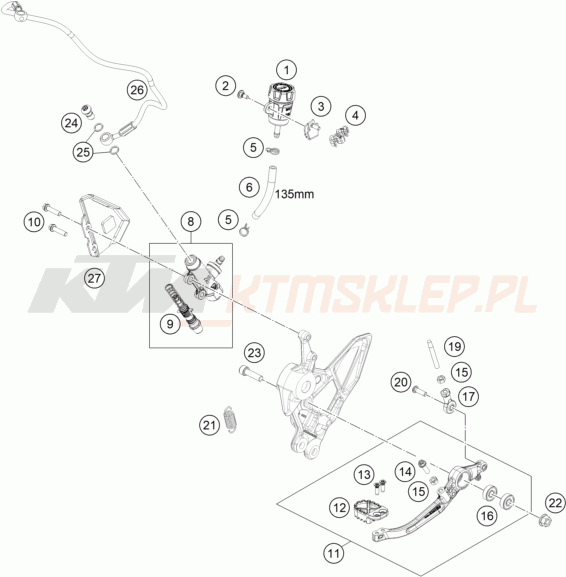 Schemat "tył hamulec - pompa" do KTM 890 ADVENTURE R RALLY