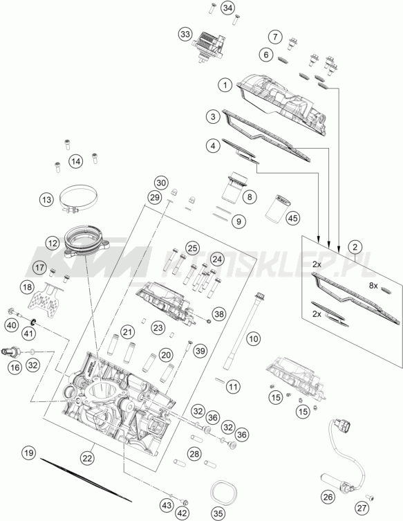 Schemat "głowica tył" do KTM 1390 SUPER DUKE R