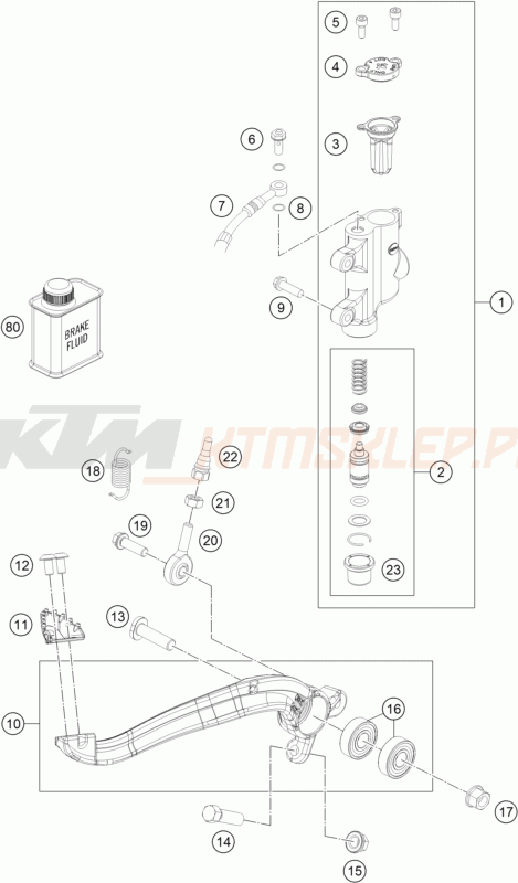 Schemat "tył hamulec - pompa" do KTM 85 SX 19/16