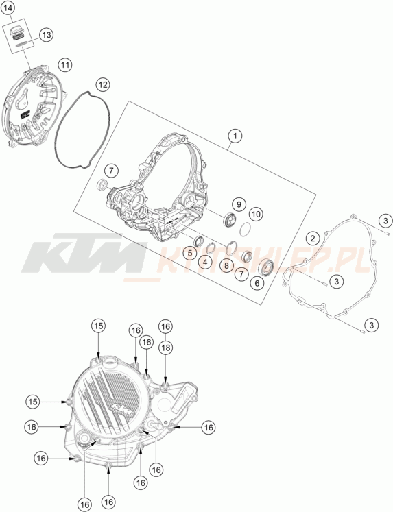 Schemat "pokrywa sprzęgła" do KTM 250 EXC-F SIX DAYS